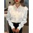 [Elegant Lace Blouse] White Elegant French Lace Blouse | Long Sleeve, Polo Neck, Intricate Lace Detail, Perfect for Casual Weekend Attire
