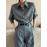 [Structured Collar] Structured Collar Blouse Women's | Long Sleeve Wrinkle-Resistant Shirt Jacket-like Top, Solid Grey with Buttons, Tailored Casual & Professional Wear for Office, Semi-Formal Events, Machine Washable Spring/Fall Outerwear
