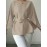 2pcs Women'S French Style Round Neck Batwing Sleeve Blouse with Waist Tie - Elegant Solid & Tunic Shirts, All-Season Layering Tops for Casual & Formal, Versatile Clothing, Classic Design, Stylish Shirt, Fashion Lovers, Office Wear